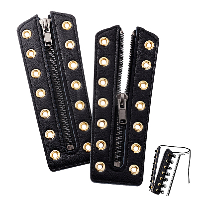 Cowhide Leather Lace-in Boot Zipper Inserts DIY-WH0499-06A-05-1