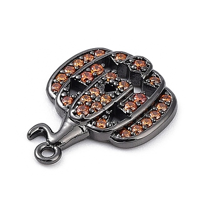 Rack Plating Brass Orange Cubic Zirconia Pendants KK-D031-03B-1