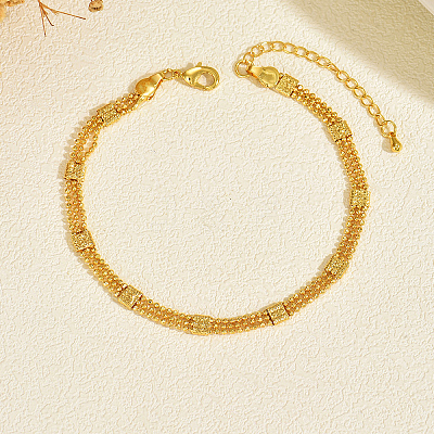 Brass 3-Strand Ball Chain with Matte Square Anklets for Women MX4097-1