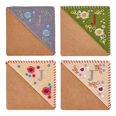 4Pcs 4 Styles Season Theme Non-woven Felt Embroidery Corner Bookmarks FIND-HY0002-47B-1