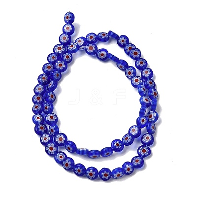 Handmade Millefiori Glass Flat Round Bead Strands LK-P011-22-1