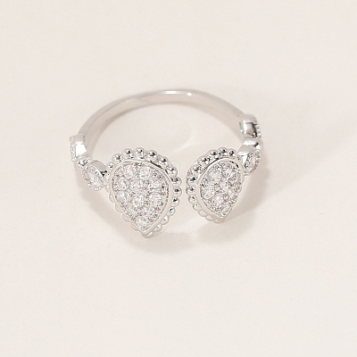 Brass Micro Pave Cubic Zirconia Cuff Open Rings for Women BQ0682-2-1