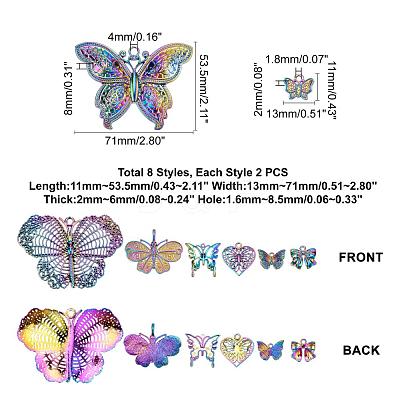 16Pcs 8 Style Plated Alloy Pendants FIND-PH0001-58-1