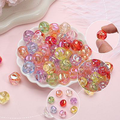 160Pcs 8 Colors Plating Acrylic Beads OACR-SP0001-26-1