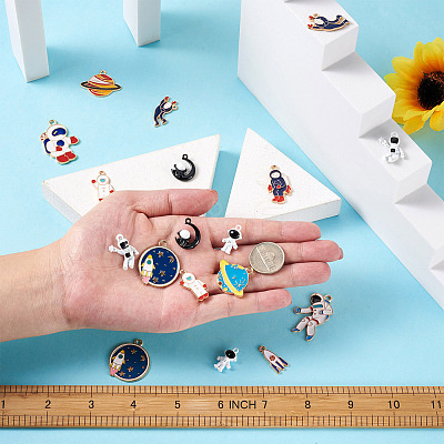 36Pcs 18 Styles Baking Paint Alloy Pendants FIND-CD0001-02-1