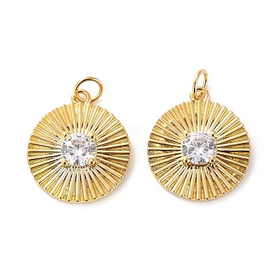 Brass Micro Pave Cubic Zirconia Pendants ZIRC-P092-016G-RS-1