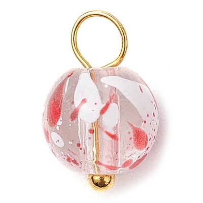 Baking Paint Glass Beads Charms PALLOY-JF03132-01-1
