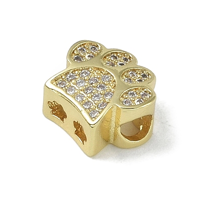Rack Plating Brass Micro Pave Clear Cubic Zirconia Beads KK-A220-03G-1