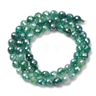Electroplated Natural Agate Beads Strands G-B191-A07-6mm-09-1