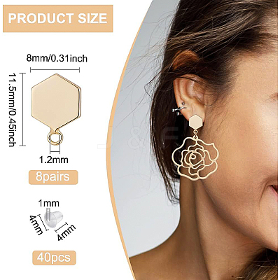 8 Pairs Brass Stud Earring Findings KK-BC0008-56-1