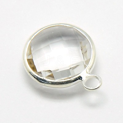 Silver Color Plated Brass Glass Pendants GLAA-J018A-S-1