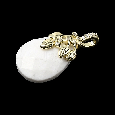 Natural Howlite Faceted Teardrop Pendants KK-D021-03A-G-1
