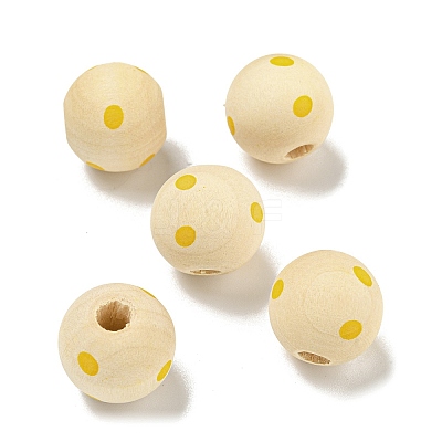 Printed Wood European Beads WOOD-G022-18F-1