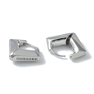 Rhombus Brass Micro Pave Cubic Zirconia Stud Earrings for Women EJEW-H006-03P-1