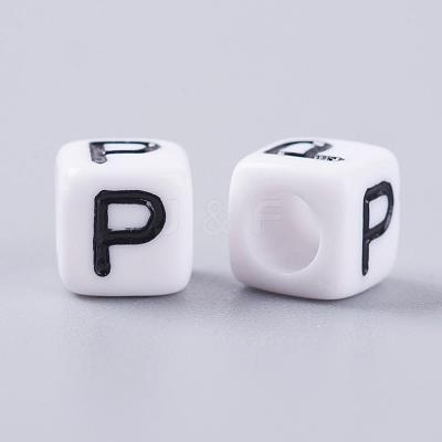 Acrylic Horizontal Hole Letter Beads PL37C9308-P-1
