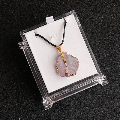 Electroplated Raw Natural Amethyst Neggets Pendant Black Wax Cord Necklaces FS-WG48460-14-1