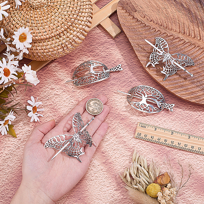 6 Sets 2 Styles Alloy Hair Sticks OHAR-ME0001-18-1