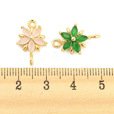 Brass Pave Glass Connector Charms GLAA-A006-05-1