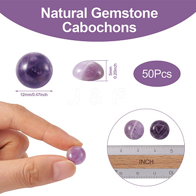 Natural Amethyst Cabochons G-R416-12mm-30-1