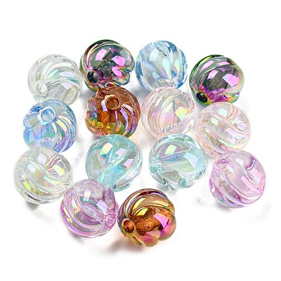 Transparent UV Plating Iridescent Acrylic Beads OACR-Q189-06-1