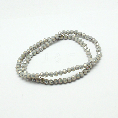 Round Full Rainbow Plated Imitation Jade Faceted(32 Facets) Electroplate Glass Beads Strands X-EGLA-J130-FR11-1