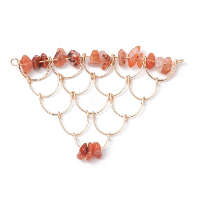 Natural Mixed Gemstone Chip Copper Wire Wrapped Connector Charms PALLOY-JF03030-1