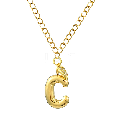 304 Stainless Steel Clear Cubic Zirconia Heart & Letter Pendant Curb Chain Necklaces for Women NJEW-FS00012-27C-1