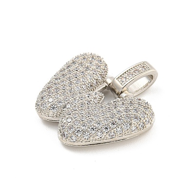 Brass Micro Pave Clear Cubic Zirconia Pendants KK-B099-01P-W-1