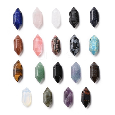 Natural & Synthetic Mixed Gemstone Double Terminal Pointed Pendants G-C007-02A-1