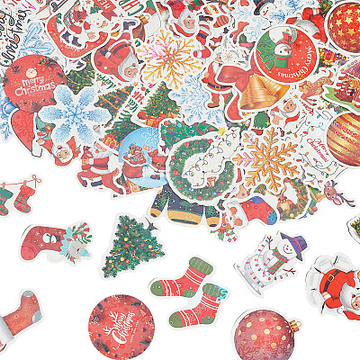 1 Bag Christmas Theme Paper Self-Adhesive Stickers DIY-SC0032-88-1