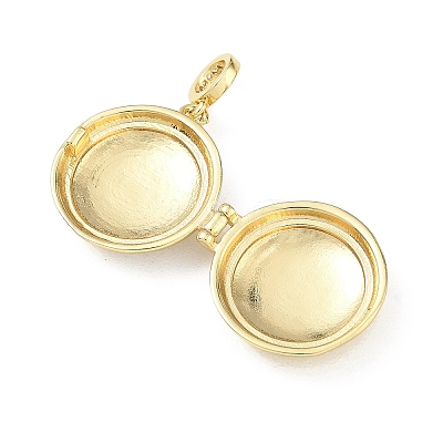 Brass Micro Pave Clear Cubic Zirconia Enamel Locket Pendants KK-A303-22B-G-1