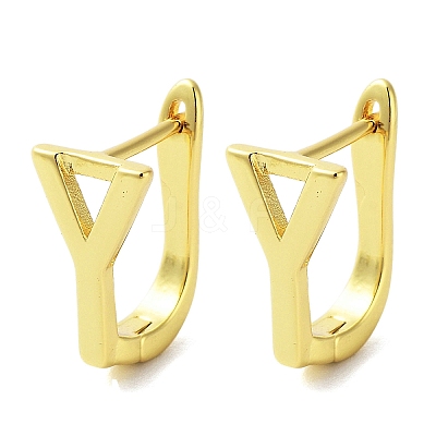 Brass Letter Stud Earrings for Women EJEW-A038-01Y-G-1
