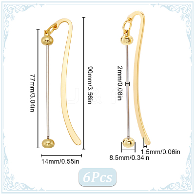 6Pcs Iron & Alloy Bookmarks with Beadable Bar Pendant AJEW-SC0003-11-1