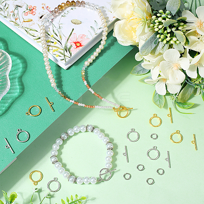 60Pcs 2 Colors Tibetan Style Alloy Toggle Clasps FIND-SC0008-20-1