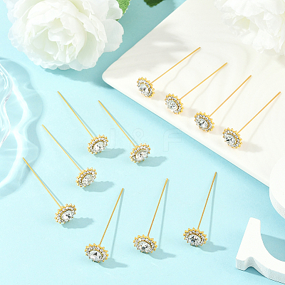 16Pcs Alloy Crystal Rhinestone Head Pins FIND-SP0004-63G-1