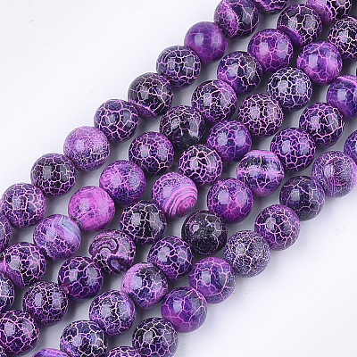 Natural Fire Crackle Agate Beads Strands G-T125-22C-1