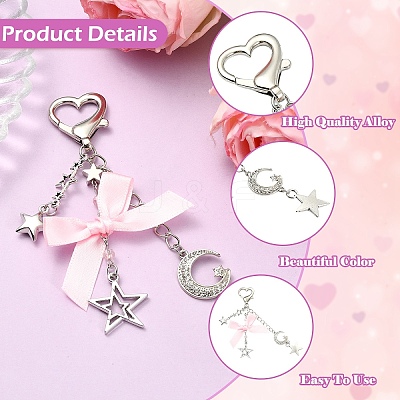 Alloy Rhinestone & Glass & CCB Plastic & Polyester Pendant Decorations HJEW-YW00504-1