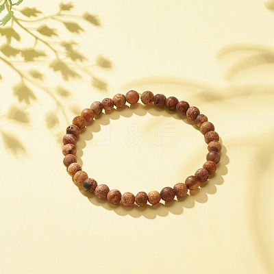 Round Natural Agate Stretch Beaded Bracelets BJEW-JB08196-01-1