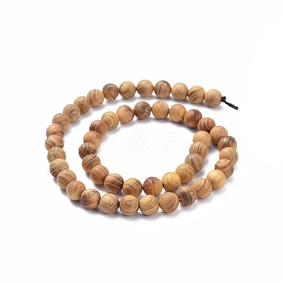 Natural Wood Beads Strands X-WOOD-F008-05-D-1