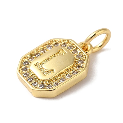 Real 18K Gold Plated Brass Micro Pave Clear Cubic Zirconia Pendants KK-L216-002G-L-1
