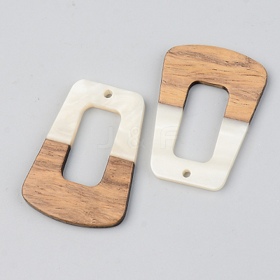 Opaque Resin & Walnut Wood Pendants RESI-S389-034A-C04-1