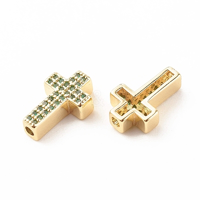 Rack Plating Brass Cubic Zirconia Beads KK-B051-06G-03-1