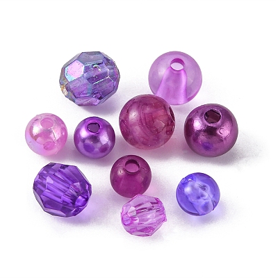 375Pcs 10 Style Round Transparent & Imitation Pearl Acrylic Beads OACR-FS0001-16-1