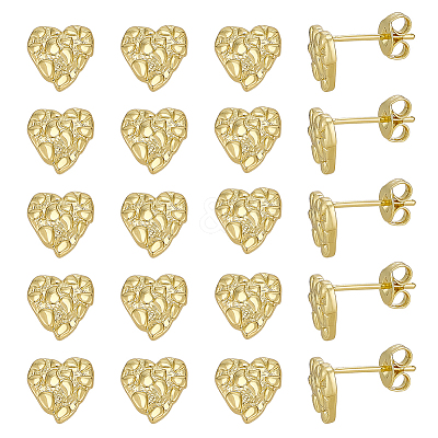 10 Pairs Brass Stud Earrings EJEW-PH0001-52B-1