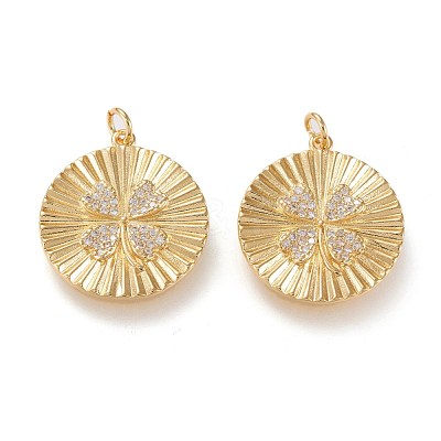 Brass Micro Pave Clear Cubic Zirconia Pendants ZIRC-K086-16G-1