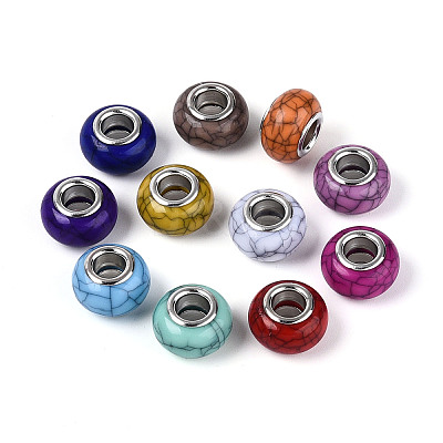 Opaque Acrylic Crackle European Beads GPDL-N006-01A-08-1