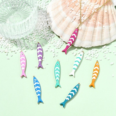 16Pcs 8 Colors 201 Stainless Steel Enamel Pendants STAS-YW0003-62-1