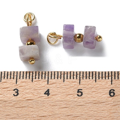 Natural Amethyst Cuboid Beaded Pendants STAS-C120-02G-02-1