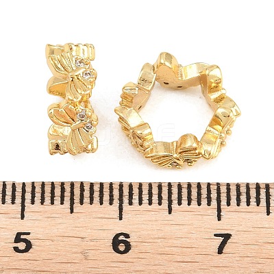 Butterfly Brass Clear Cubic Zirconia European Beads KK-B186-09M-1