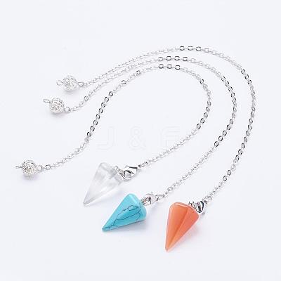 Natural & Synthetic Mixed Stone Hexagonal Pointed Dowsing Pendulums PALLOY-JF00332-1